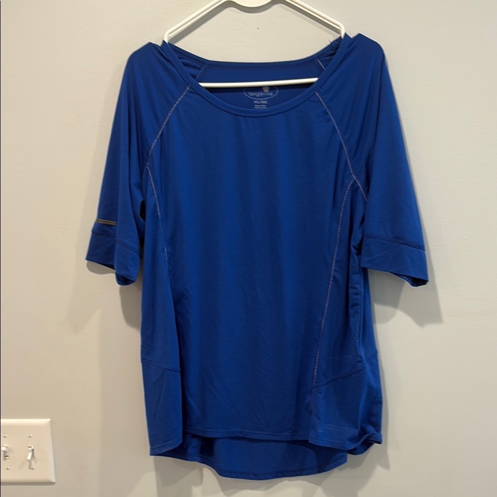Tangerine Blue Relaxed Asymmetrical Blouse